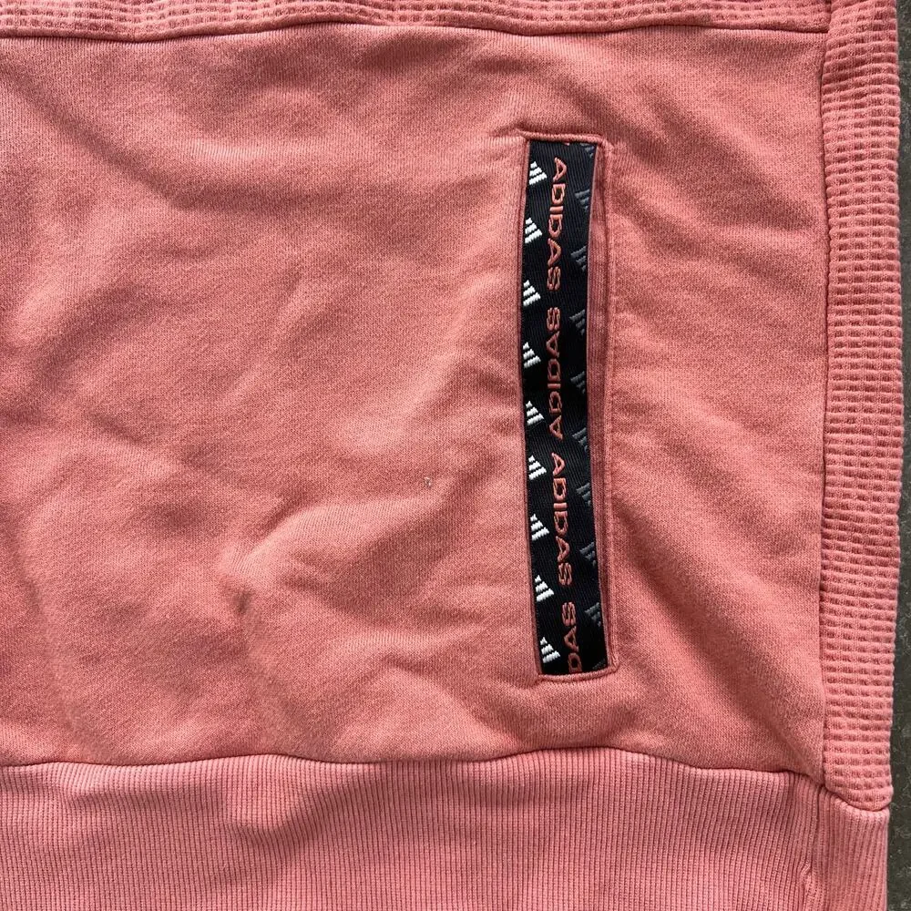 Adidas Waffle Knit Colorblock Crewneck Pullover Salmon Pink Large